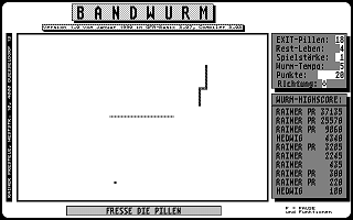 Bandwurm atari screenshot
